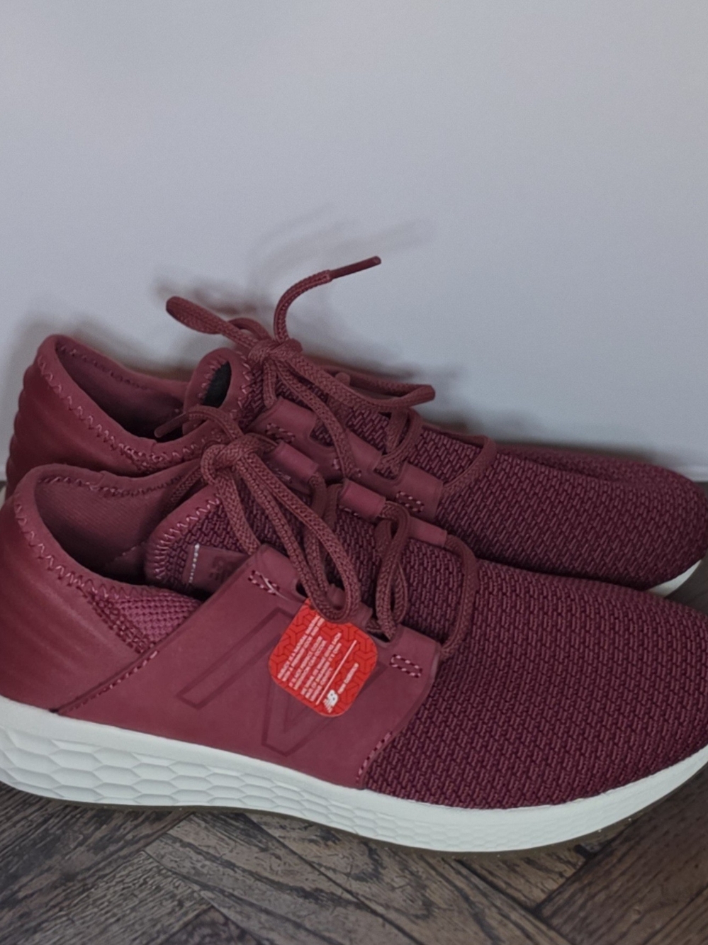 New Balance Women's Burgundy Knit Lace-Up Sneakers